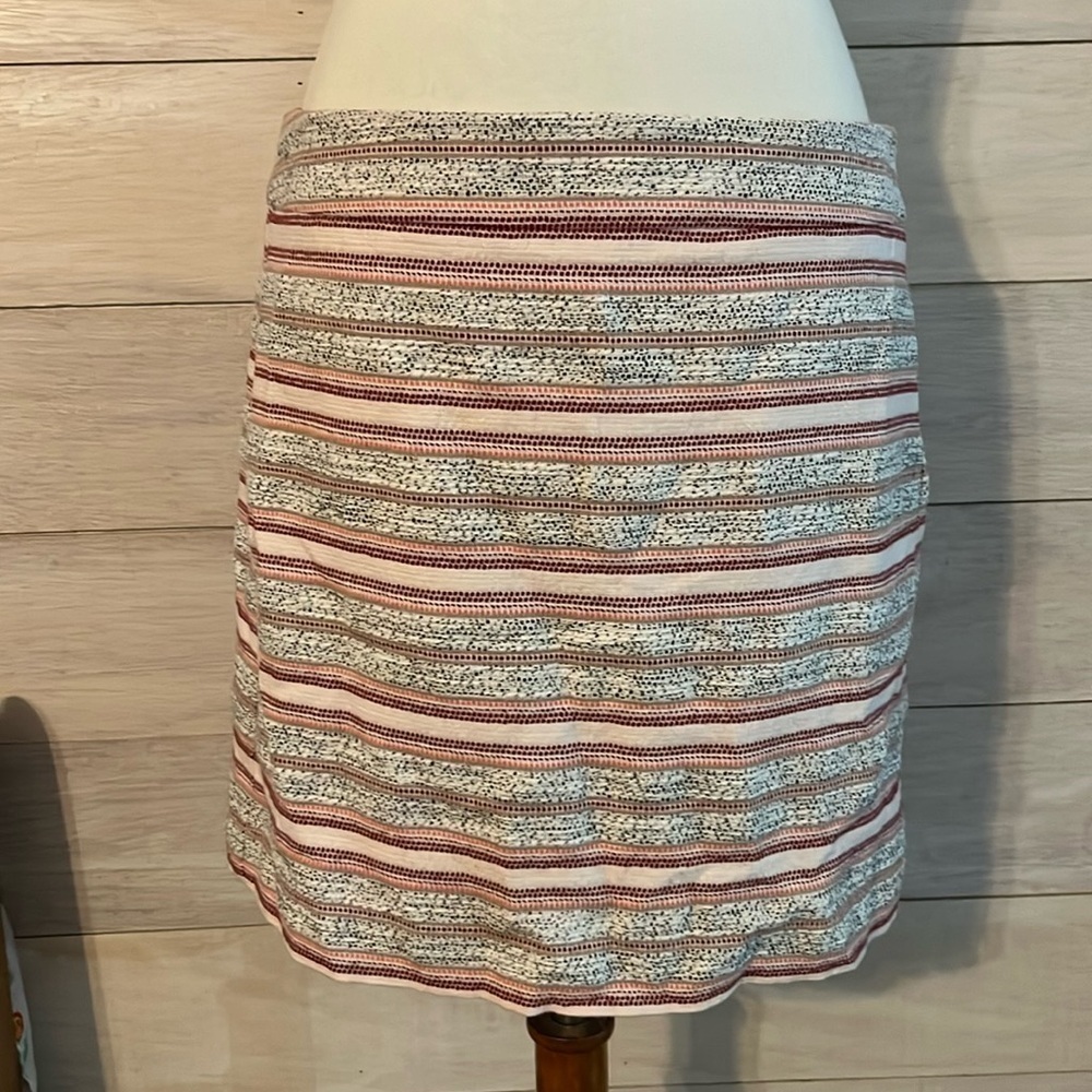 Loft Striped Pink Gray Skirt 8